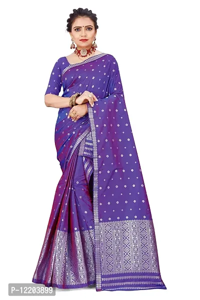 S Kiran's Women's Plain Weave Art Silk Saree With Blouse Piece (PolyRed5157Rblue_ Purple)