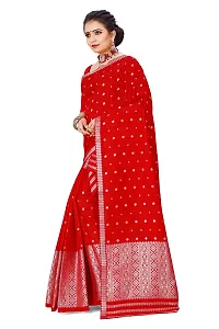 S Kiran's Women's Plain Weave Art Silk Saree With Blouse Piece (PolyRed5157Red_Red)-thumb1