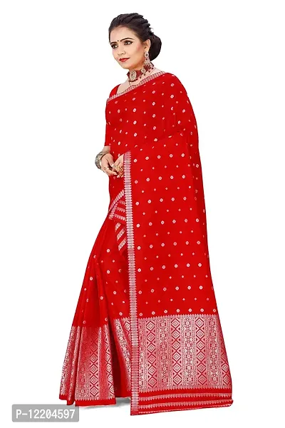 S Kiran's Women's Plain Weave Art Silk Saree With Blouse Piece (PolyRed5157Red_Red)-thumb2