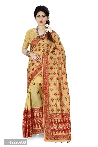 Buy GoSriKi Women's Red Color Art Silk Plain Saree With Blouse  Piece(Leela-Red_Free Size) at Amazon.in