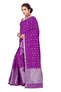 S Kiran's Women's Plain Weave Art Silk Saree With Blouse Piece (PolyViolet5157Magenta_Multicolor)-thumb1