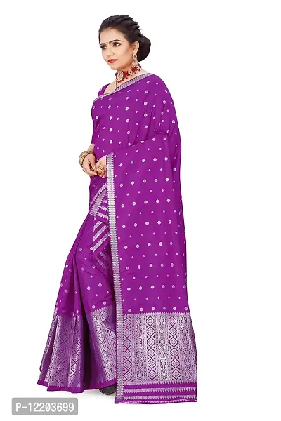 S Kiran's Women's Plain Weave Art Silk Saree With Blouse Piece (PolyViolet5157Magenta_Multicolor)-thumb2