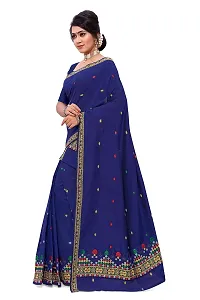 S Kiran's Women's Plain Weave Cotton Blend Mekhela Chador Saree With Blouse Piece (ADDn17Nblue_Multicolour)-thumb2