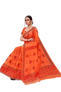 S Kiran's Women's Plain Weave Organza Saree With Blouse Piece (PrintDn4471Orange_Multicolour)-thumb4