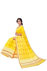 S Kiran's Women's Plain Weave Cotton Blend Saree With Blouse Piece (Cotton7193Yellow_Yellow)-thumb4