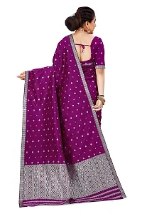 S Kiran's Women's Plain Weave Art Silk Saree With Blouse Piece (PolyBlack5157Magenta_Dark Magenta)-thumb2