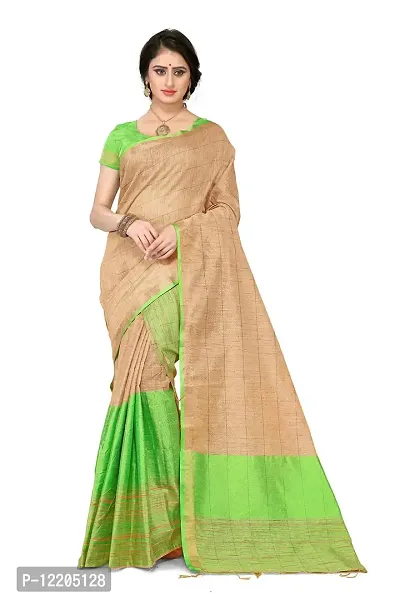 S Kiran's Women's Chanderi Cotton Saree With Unstitched Blouse Piece, Mekhela & Chador (JTDn2Pgreen_Multicolored)-thumb0