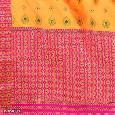 SKiran's Assamese Machine-Weaving Mix Patt Mekhela Chador Saree - Dn6193 Mekhla Sador (Gold and Rani)-thumb4