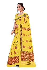 S Kiran's Women's Plain Weave Organza Saree With Blouse Piece (PrintDn4471Yellow_Multicolour)-thumb2