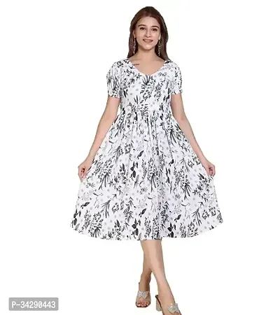 Stylish Rayon Printed Dress for Women-thumb0