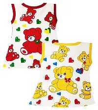 KidzzCart Baby Girls Pure Cotton A-Line Frock Pack of 2 (12-18 Months, Yellow  Red)-thumb1