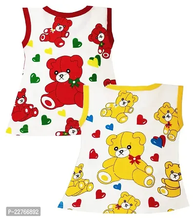 KidzzCart Baby Girls Pure Cotton A-Line Frock Pack of 2 (12-18 Months, Yellow  Red)-thumb2