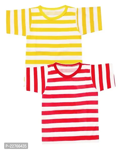 KidzzCart Pure Cotton Half Sleeves T-Shirt for Boy's Pack of 2 (2-3 Years, Red  Yellow)-thumb0