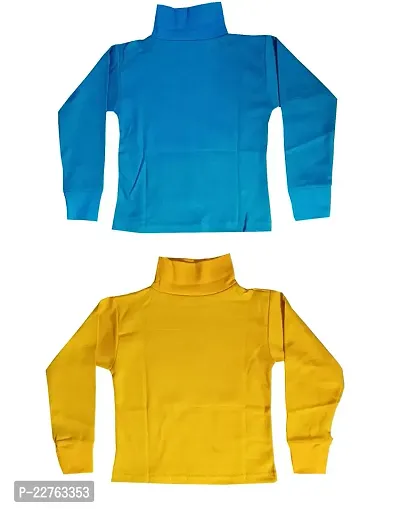 KidzzCart Boy's Cotton High Neck T-Shirt Full Sleeve Pack of 2 (5-6 Years, Blue Yellow)-thumb2