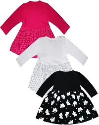 KidzzCart Baby Girl's Pure Cotton Frock Dress Full Sleeves Pack of 3-thumb1