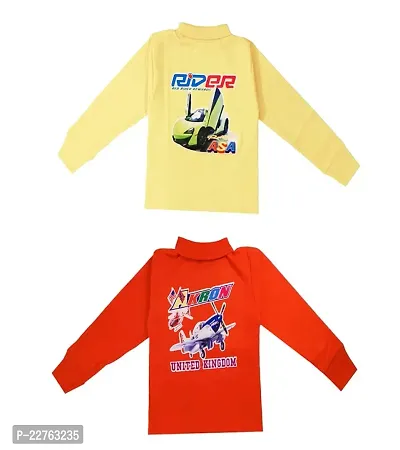 KidzzCart Boys  Girls Cotton High Neck Winter T-Shirt Full Sleeves Pack of 2