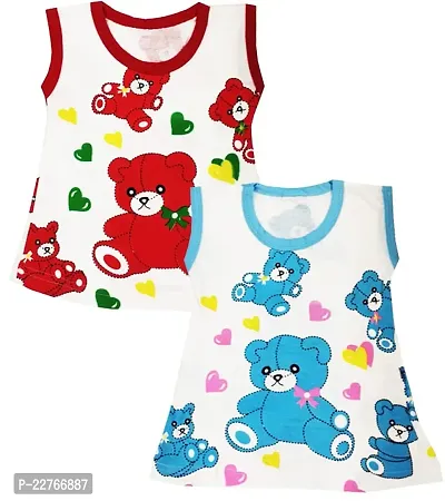 KidzzCart Baby Girls Pure Cotton A-Line Frock Dress Pack of 2 (18-24 Months, Red  Blue)