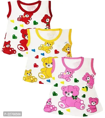 KidzzCart Baby Girls Pure Cotton A-Line Frock Pack of 3 (3-6 Months, Multicolor 6)