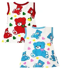 KidzzCart Baby Girls Pure Cotton A-Line Frock Dress Pack of 2 (0-3 Months, Red  Blue)-thumb1