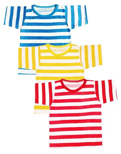 KidzzCart Pure Half Sleeves Striped T-Shirt for Boy's Pack of 3