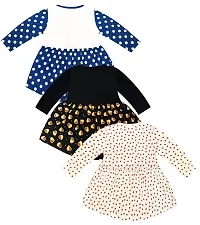 KidzzCart Baby Girl's Pure Cotton Frock Dress Full Sleeves Pack of 3-thumb1