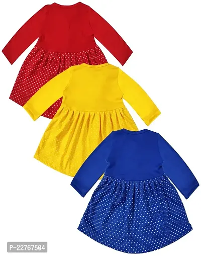 KidzzCart Baby Girl's Pure Cotton Frock Dress Full Sleeves Pack of 3-thumb2