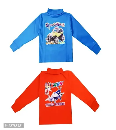 KidzzCart Boys  Girls Cotton High Neck Winter T-Shirt Full Sleeves Pack of 2