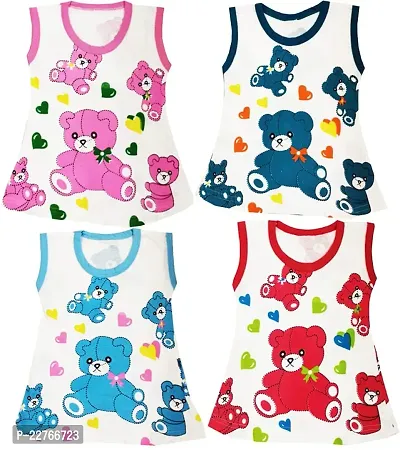 KidzzCart Baby Girls Pure Cotton A-Line Frock Pack of 4 (18-24 Months, Multicolor)