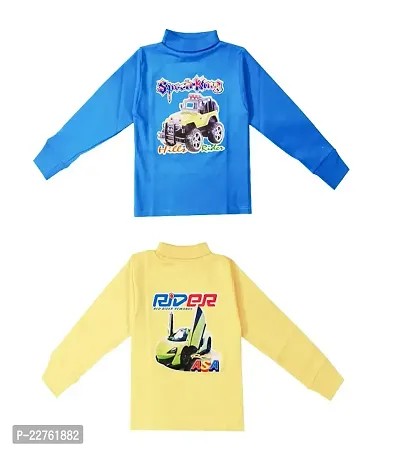 KidzzCart Boys  Girls Cotton High Neck Winter T-Shirt Full Sleeves Pack of 2 (3-4 Years, Blue  Yellow)