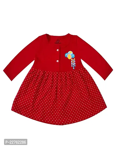 KidzzCart Baby Girl's Pure Cotton Frock Dress Full Sleeves-thumb0