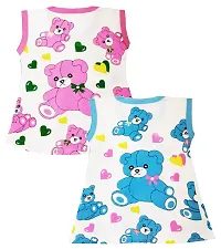 KidzzCart Baby Girls Pure Cotton A-Line Frock Dress Pack of 2 (6-12 Months, Pink  Blue)-thumb1