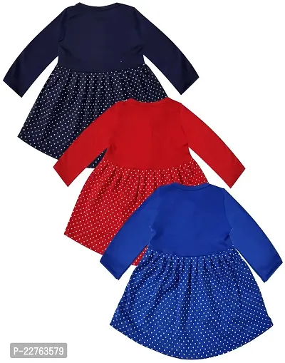 KidzzCart Baby Girl's Pure Cotton Frock Dress Full Sleeves Pack of 3-thumb2