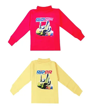 KidzzCart Boys & Girls Cotton High Neck Winter T-Shirt Full Sleeves Pack of 2