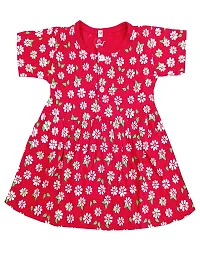 KidzzCart Baby Girl's Pure Cotton Fit  Flare Frock Dress Half Sleeves. Pack of 3 (0-6 Months) Multicolour-thumb2