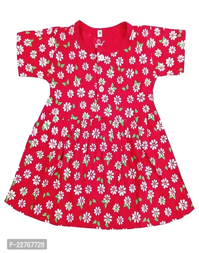 KidzzCart Baby Girl's Pure Cotton Fit  Flare Frock Dress Half Sleeves. Pack of 3 (0-6 Months) Multicolour-thumb3