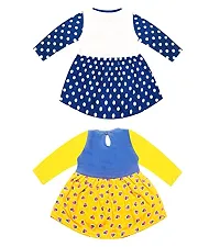 KidzzCart Baby Girl's Pure Cotton Frock Dress Full Sleeves Pack of 2 (12-18 Months, Multicolor)-thumb1