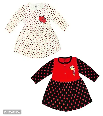 KidzzCart Baby Girl's Pure Cotton Frock Dress Full Sleeves Pack of 2-thumb0