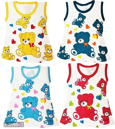 KidzzCart Baby Girls Pure Cotton A-Line Frock Pack of 4 (12-18 Months, Multicolor 1)