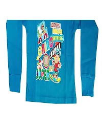 Stylish Blue Cotton Printed Tees For Boys-thumb1