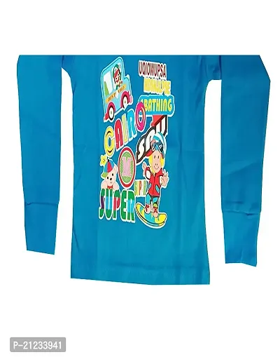 Stylish Blue Cotton Printed Tees For Boys-thumb2