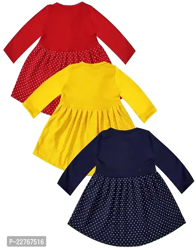 KidzzCart Baby Girl's Pure Cotton Frock Dress Full Sleeves Pack of 3-thumb5