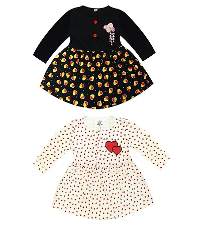 KidzzCart Baby Girl's Pure Frock Dress Full Sleeves Pack of 2