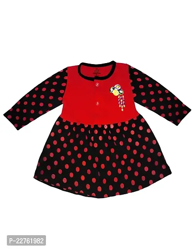 KidzzCart Baby Girl's Fit  Flare Knee Length Pure Cotton Frock Dress Full Sleeves.