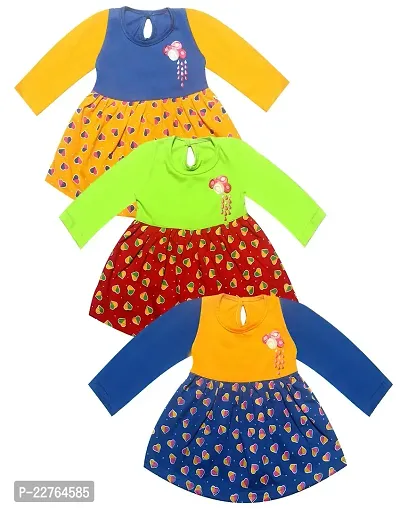 KidzzCart Baby Girl's Cotton Frock Dress_Multicolor_Pack of 3-thumb0