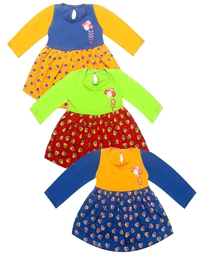 KidzzCart Baby Girl's Frock Dress_Multicolor_Pack of 3