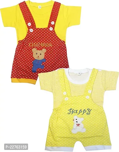 KidzzCart Applique Pure Cotton Onesies  Rompers Dungaree for Baby Boys  Girls Pack of 2-thumb0