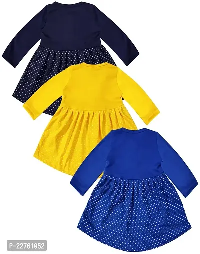 KidzzCart Baby Girl's Pure Cotton Frock Dress Full Sleeves Pack of 3-thumb2