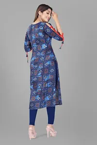 Stylish Straight Blue Checked Viscose Rayon Kurta For Women-thumb2