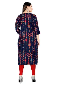 Stylish Straight Navy Blue Printed Viscose Rayon Kurta For Women-thumb1