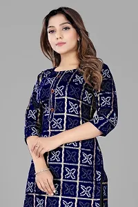 Stylish Straight Blue Checked Viscose Rayon Kurta For Women-thumb4